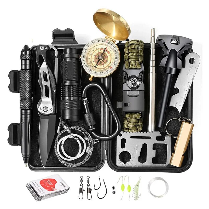 13-Pcs-Outdoor-Survival-Kit-Multifunction-Gear-Emergency-Hiking-Military-Camping-Tool-Set-With-Fishing-Kit